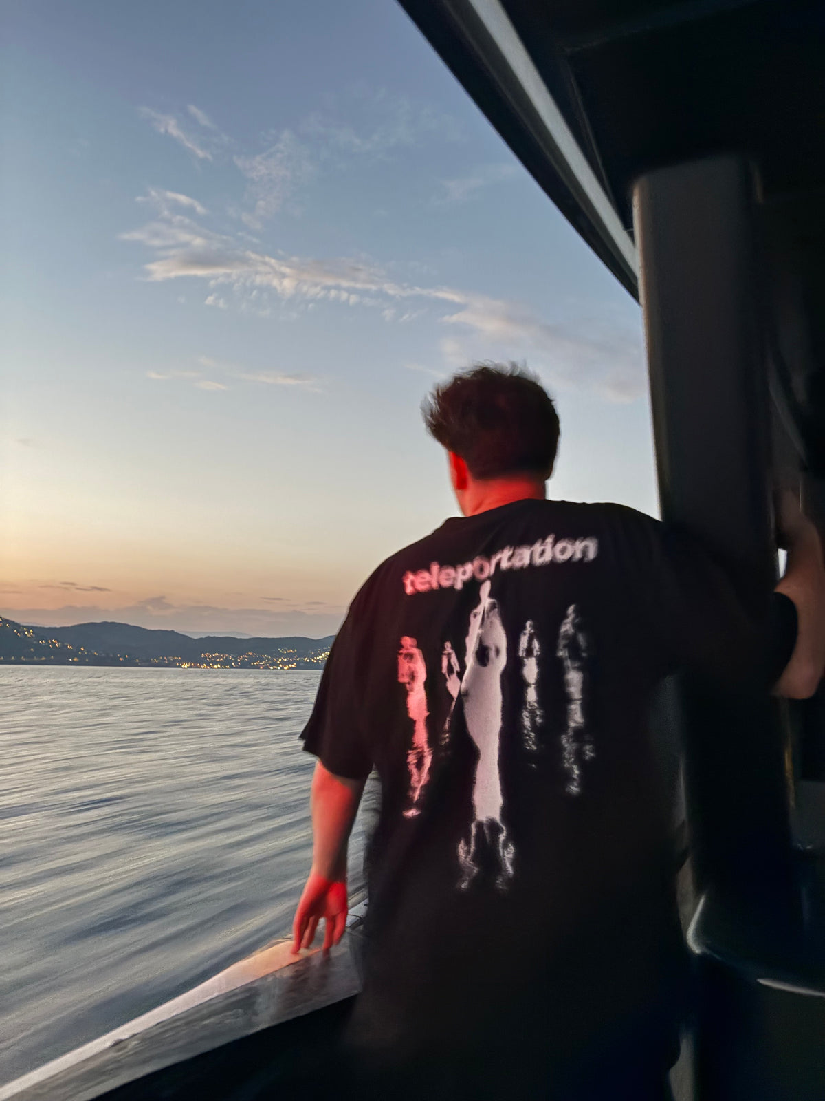 TELEPORTATION t-shirt worn on the road