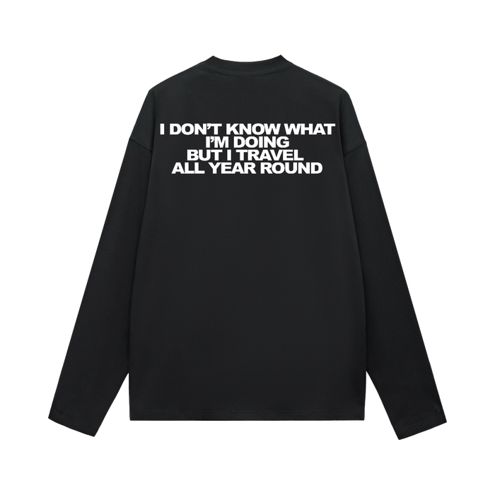 I don't know oversized longsleeve by TELEPORTATION, black, back print